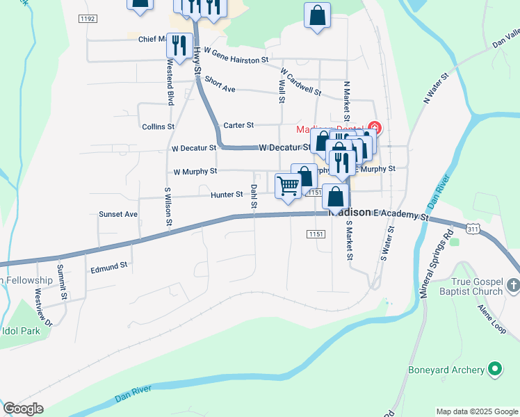 map of restaurants, bars, coffee shops, grocery stores, and more near 316 West Academy Street in Madison