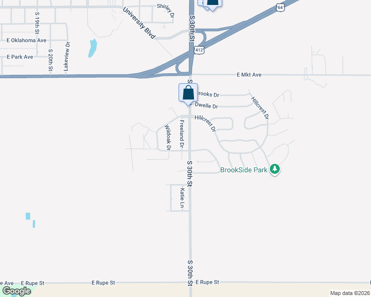 map of restaurants, bars, coffee shops, grocery stores, and more near 945 Freeland Drive in Enid