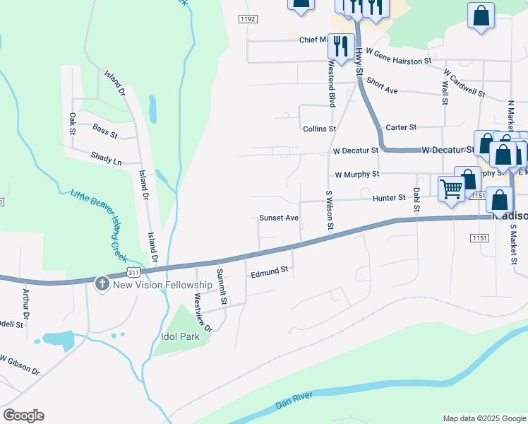 map of restaurants, bars, coffee shops, grocery stores, and more near 712 Sunset Avenue in Madison