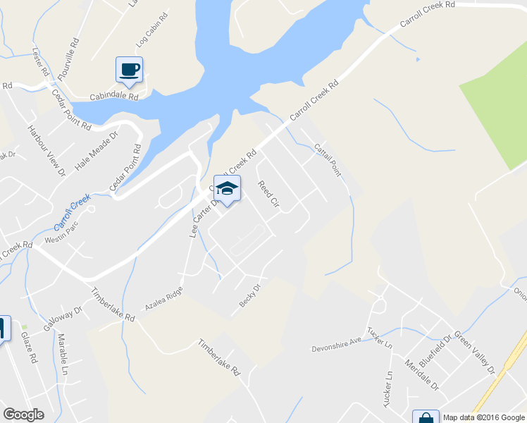 map of restaurants, bars, coffee shops, grocery stores, and more near 1302 Lake Ridge Square in Johnson City