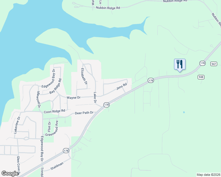 map of restaurants, bars, coffee shops, grocery stores, and more near 168 Jims Road in Lakeview