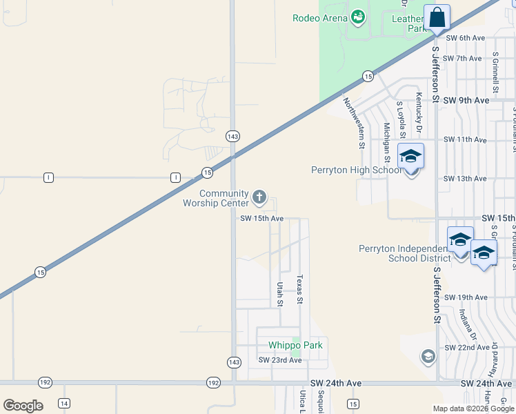 map of restaurants, bars, coffee shops, grocery stores, and more near 2210 Southwest 15th Avenue in Perryton