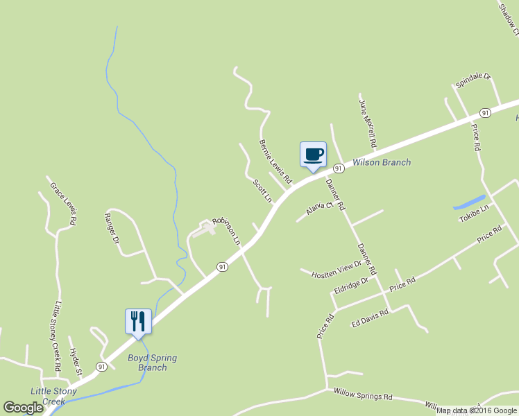 map of restaurants, bars, coffee shops, grocery stores, and more near 977 Highway 91 in Elizabethton