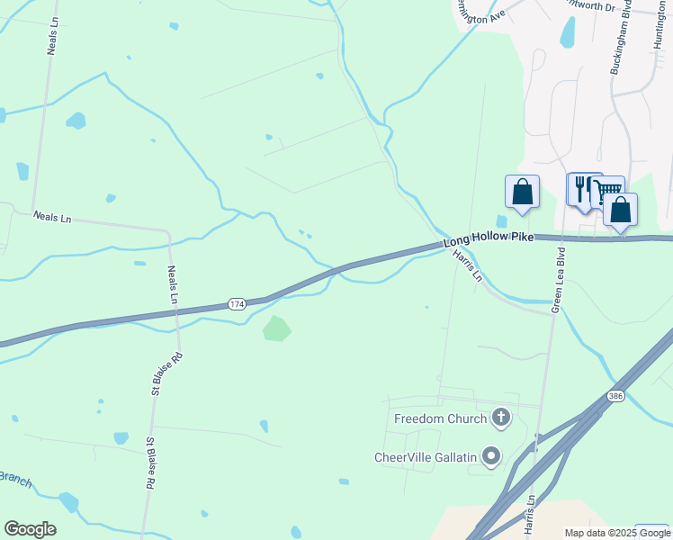 map of restaurants, bars, coffee shops, grocery stores, and more near 1341 Long Hollow Pike in Gallatin