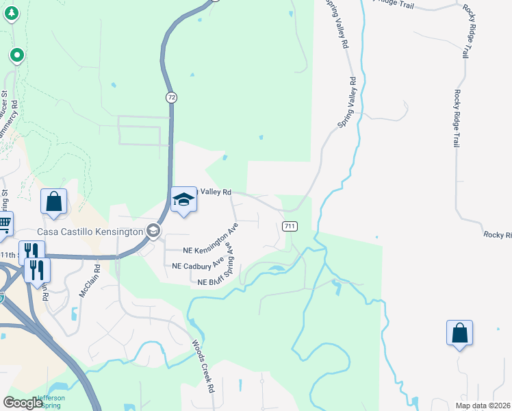 map of restaurants, bars, coffee shops, grocery stores, and more near 4207 Northeast Kenton Avenue in Bentonville