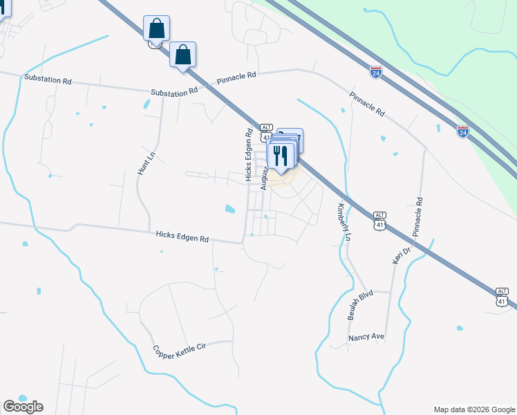 map of restaurants, bars, coffee shops, grocery stores, and more near 380 Augusta Avenue in Pleasant View