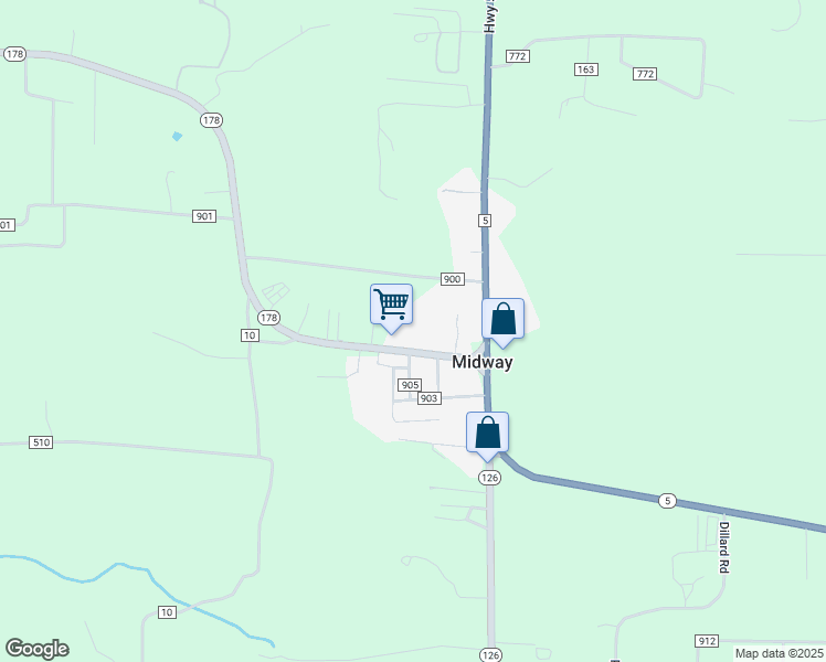 map of restaurants, bars, coffee shops, grocery stores, and more near 38-418 Co Road 900 in Midway
