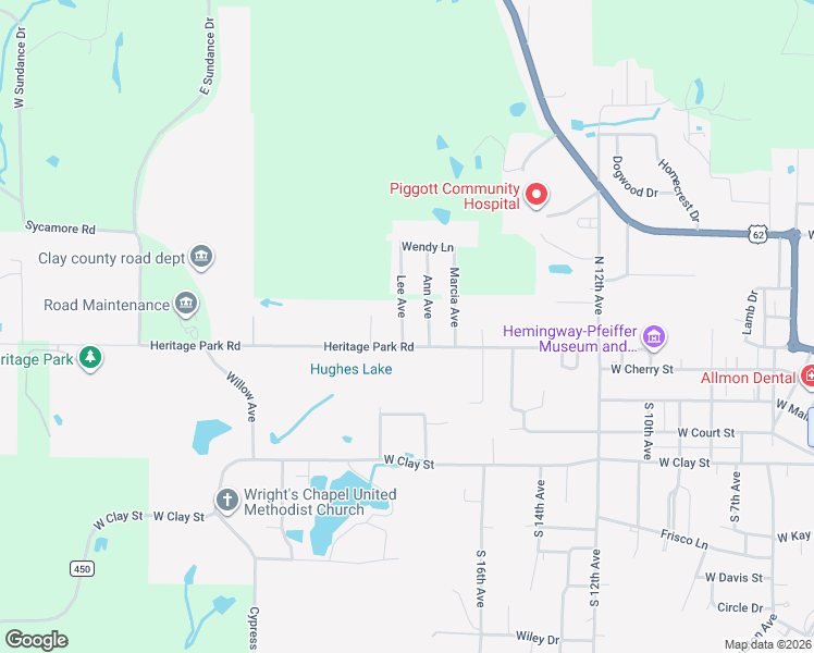 map of restaurants, bars, coffee shops, grocery stores, and more near 444 Lee Avenue in Piggott