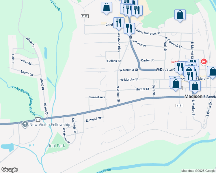 map of restaurants, bars, coffee shops, grocery stores, and more near 109 Lonesome Road in Madison