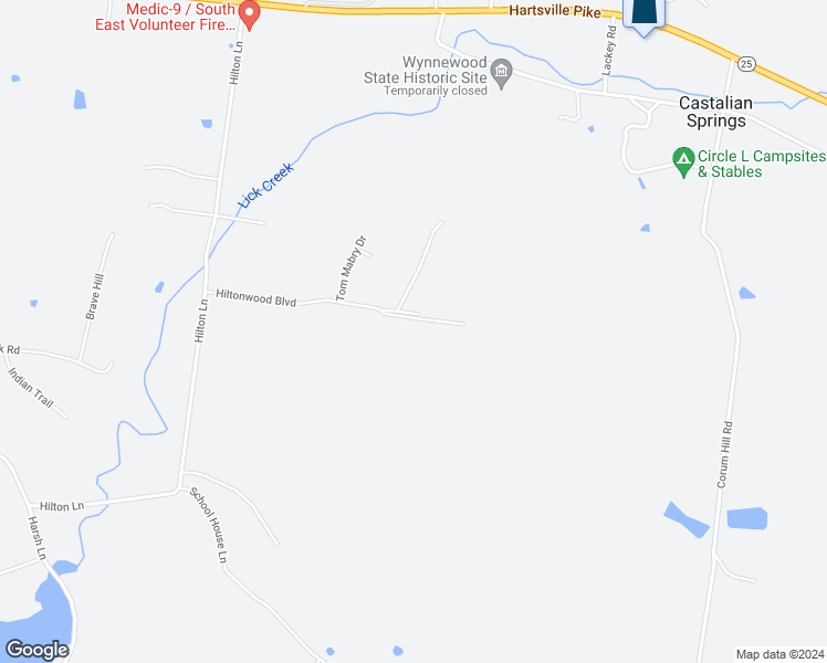 map of restaurants, bars, coffee shops, grocery stores, and more near 1106 Hiltonwood Boulevard in Castalian Springs