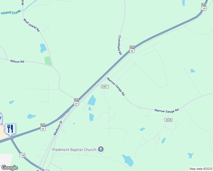 map of restaurants, bars, coffee shops, grocery stores, and more near 133 Vfw Road in Reidsville