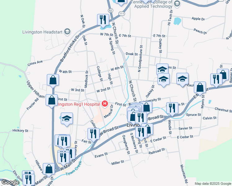 map of restaurants, bars, coffee shops, grocery stores, and more near 409 High Street in Livingston