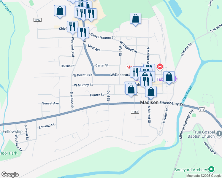 map of restaurants, bars, coffee shops, grocery stores, and more near 105 Dahl Street in Madison