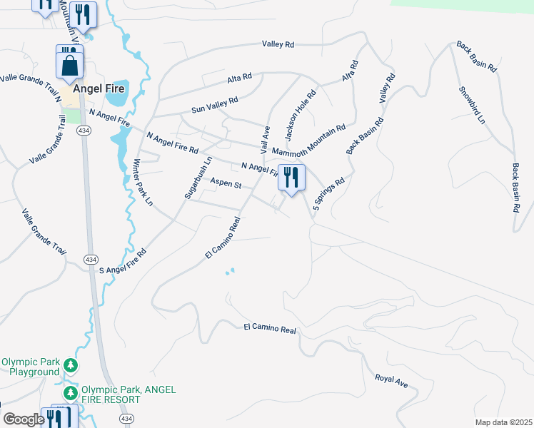 map of restaurants, bars, coffee shops, grocery stores, and more near 28 Aspen Road in Angel Fire