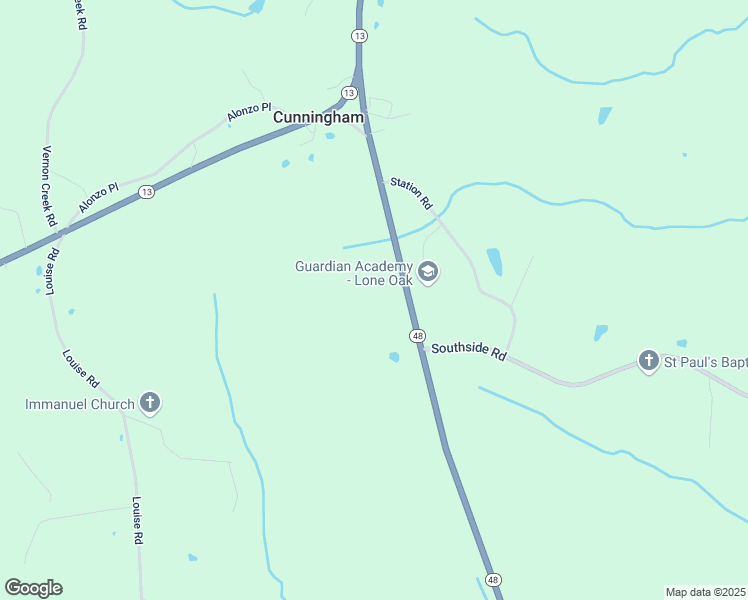 map of restaurants, bars, coffee shops, grocery stores, and more near 4346 State Highway 48 in Cunningham