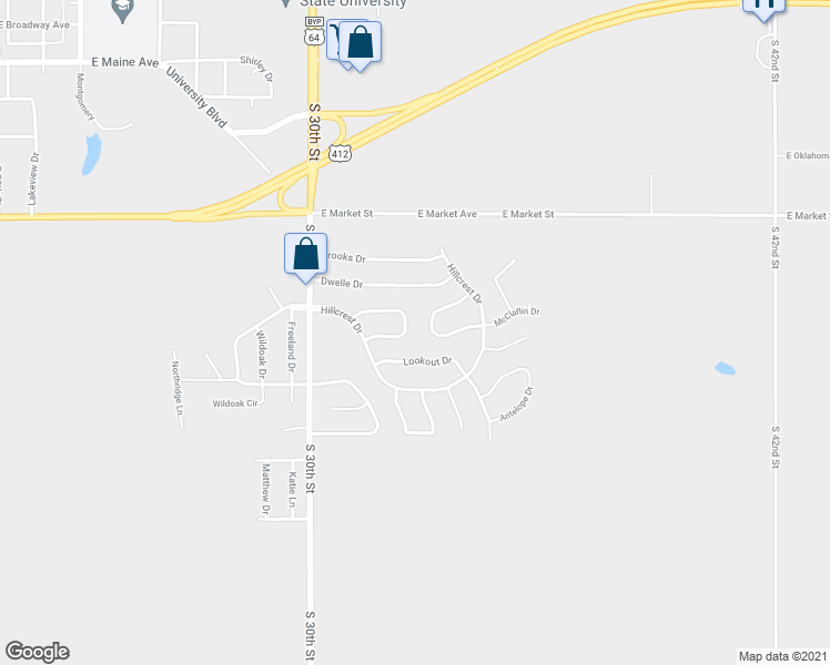 map of restaurants, bars, coffee shops, grocery stores, and more near 3235 Highland Drive in Enid