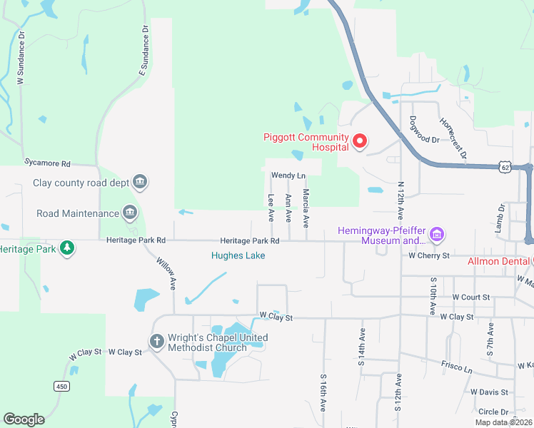 map of restaurants, bars, coffee shops, grocery stores, and more near 444 Lee Avenue in Piggott