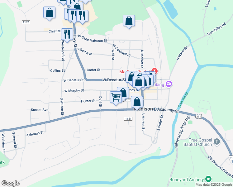 map of restaurants, bars, coffee shops, grocery stores, and more near 411 West Murphy Street in Madison
