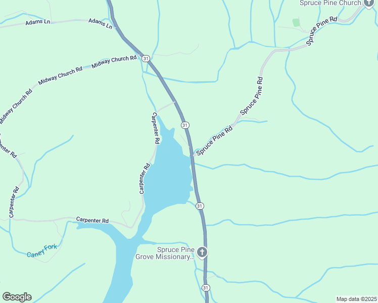 map of restaurants, bars, coffee shops, grocery stores, and more near 1605 Tennessee 31 in Mooresburg