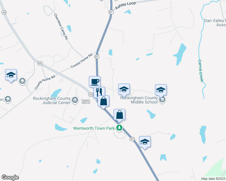 map of restaurants, bars, coffee shops, grocery stores, and more near 182 High School Road in Reidsville