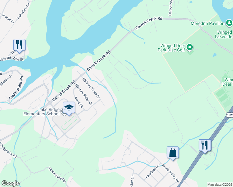 map of restaurants, bars, coffee shops, grocery stores, and more near 1373 Cattail Point in Johnson City