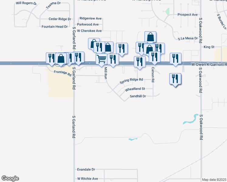 map of restaurants, bars, coffee shops, grocery stores, and more near 902 Mill Run in Enid