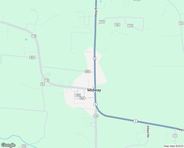 map of restaurants, bars, coffee shops, grocery stores, and more near 38 County Road 900 in Midway