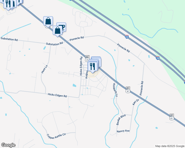 map of restaurants, bars, coffee shops, grocery stores, and more near 265 Augusta Avenue in Pleasant View