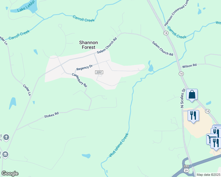 map of restaurants, bars, coffee shops, grocery stores, and more near 143 Greenbriar Road in Reidsville
