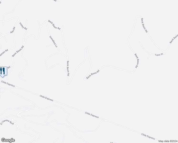 map of restaurants, bars, coffee shops, grocery stores, and more near Back Basin Rd in Angel Fire