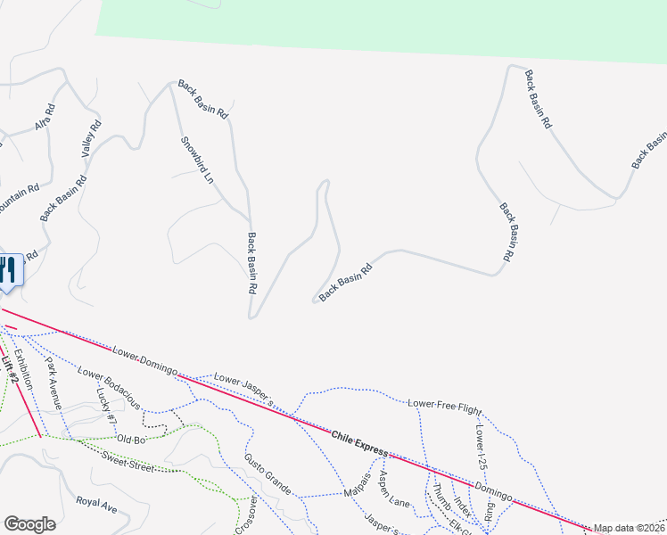 map of restaurants, bars, coffee shops, grocery stores, and more near Back Basin Rd in Angel Fire