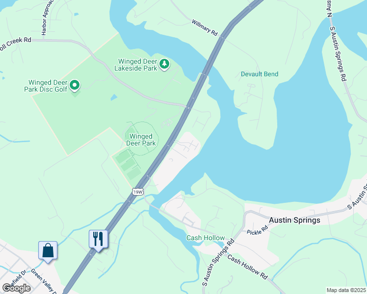 map of restaurants, bars, coffee shops, grocery stores, and more near 5 Lake Village Court in Johnson City