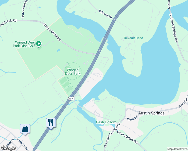 map of restaurants, bars, coffee shops, grocery stores, and more near 5 Lake Village Court in Johnson City
