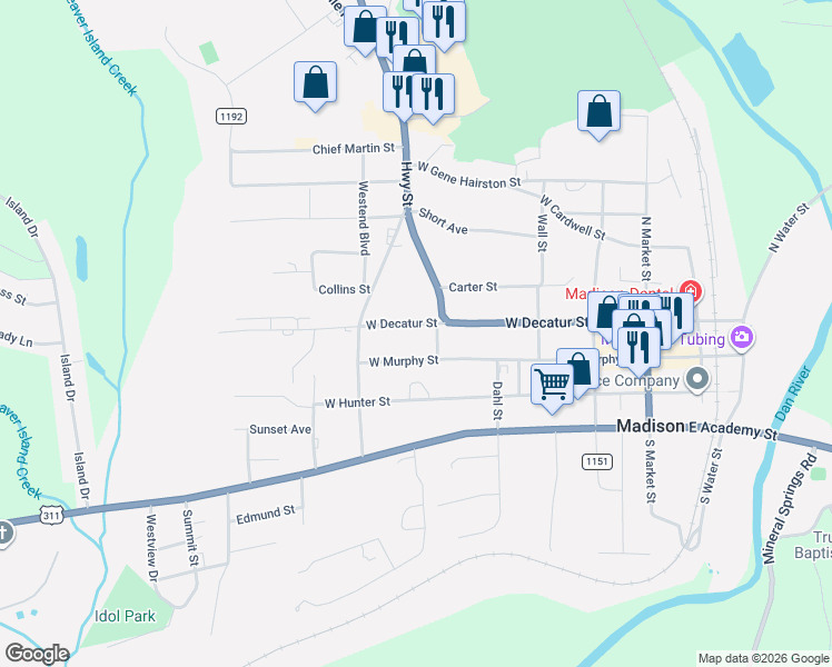 map of restaurants, bars, coffee shops, grocery stores, and more near 503 West Decatur Street in Madison