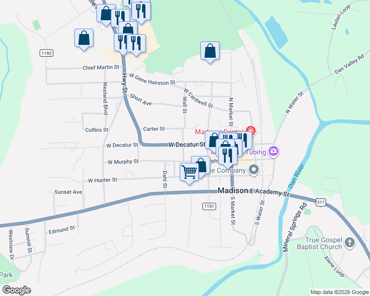 map of restaurants, bars, coffee shops, grocery stores, and more near 217 West Decatur Street in Madison