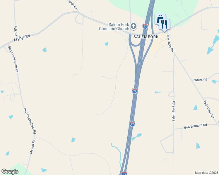 map of restaurants, bars, coffee shops, grocery stores, and more near 362 Grover Simmons Road in Dobson