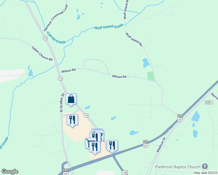 map of restaurants, bars, coffee shops, grocery stores, and more near in Ruffin