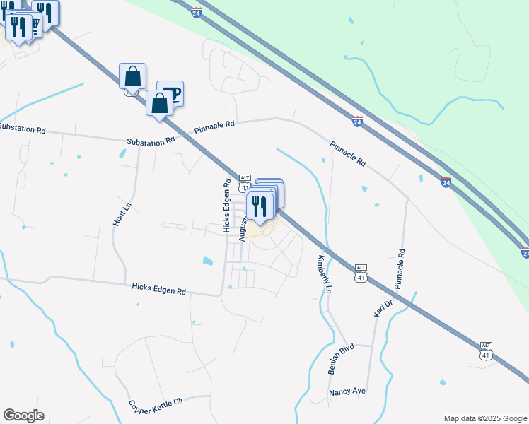 map of restaurants, bars, coffee shops, grocery stores, and more near 151 Augusta Avenue in Pleasant View