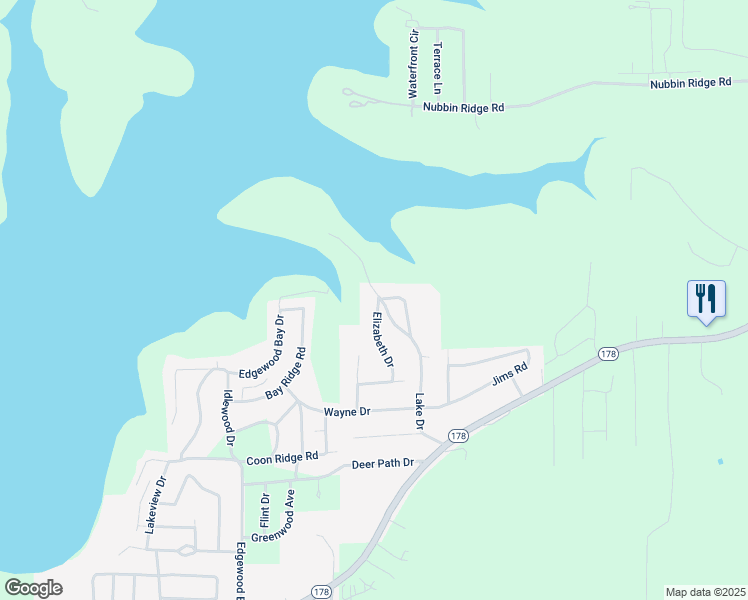 map of restaurants, bars, coffee shops, grocery stores, and more near 204 Elizabeth Dr in Lakeview