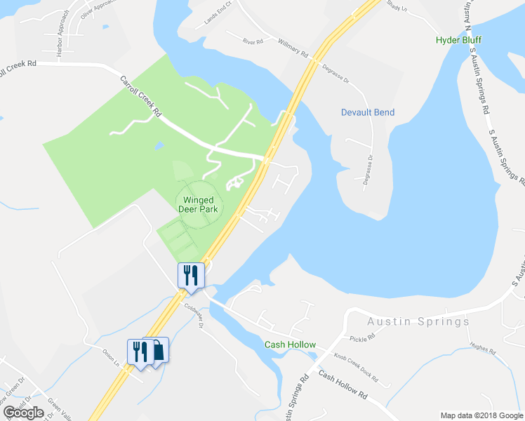 map of restaurants, bars, coffee shops, grocery stores, and more near 21 Lake Village Court in Johnson City