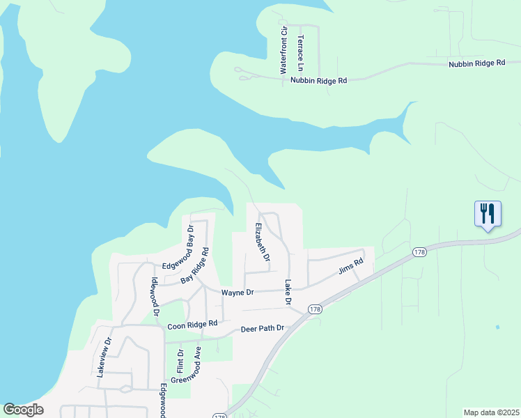 map of restaurants, bars, coffee shops, grocery stores, and more near 204 Elizabeth Drive in Lakeview