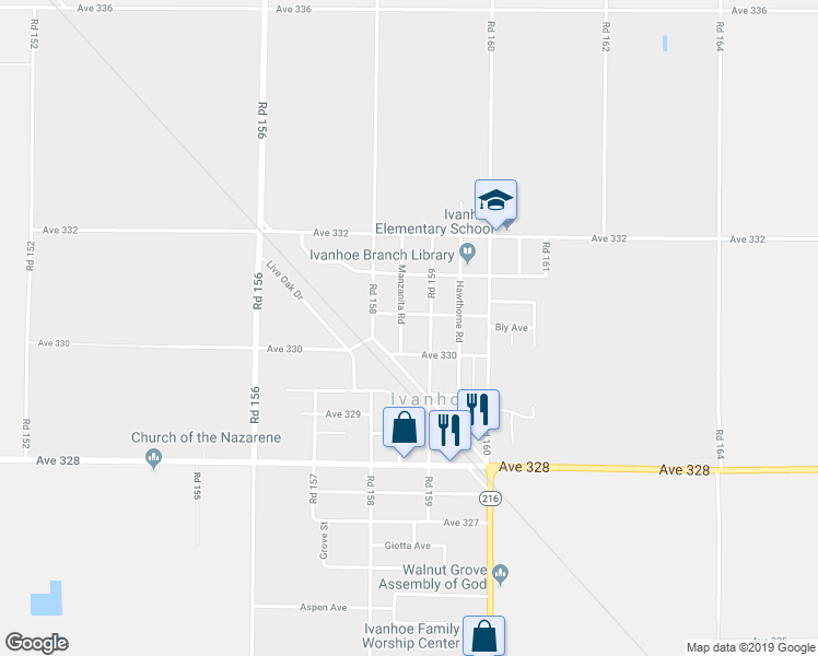 map of restaurants, bars, coffee shops, grocery stores, and more near 15844 Azalea Avenue in Ivanhoe