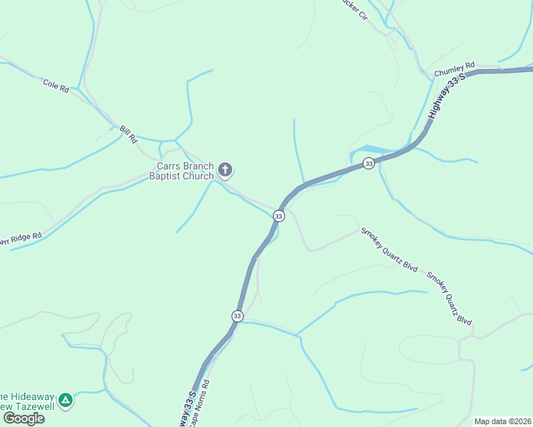 map of restaurants, bars, coffee shops, grocery stores, and more near 106 Carr Ridge Road in New Tazewell