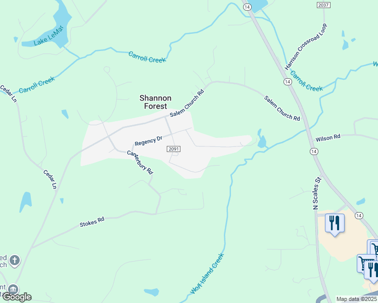 map of restaurants, bars, coffee shops, grocery stores, and more near 142 Kingwood Road in Reidsville