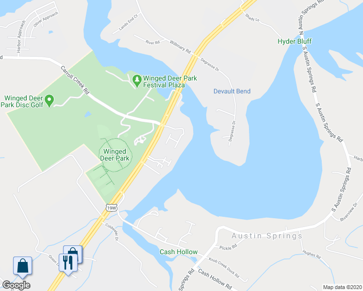 map of restaurants, bars, coffee shops, grocery stores, and more near 291 Westshore Pointe in Johnson City
