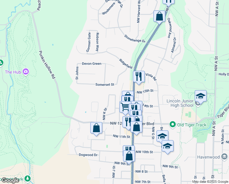 map of restaurants, bars, coffee shops, grocery stores, and more near 1014 Covey Place in Bentonville