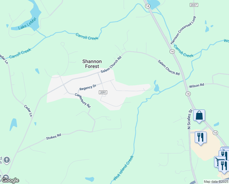 map of restaurants, bars, coffee shops, grocery stores, and more near 142 Kingwood Road in Reidsville