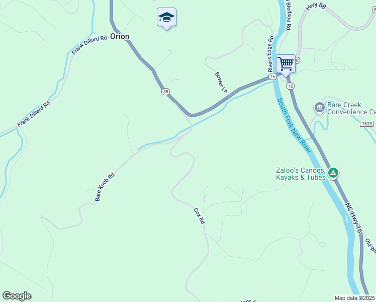 map of restaurants, bars, coffee shops, grocery stores, and more near 579 Cox Road in Jefferson