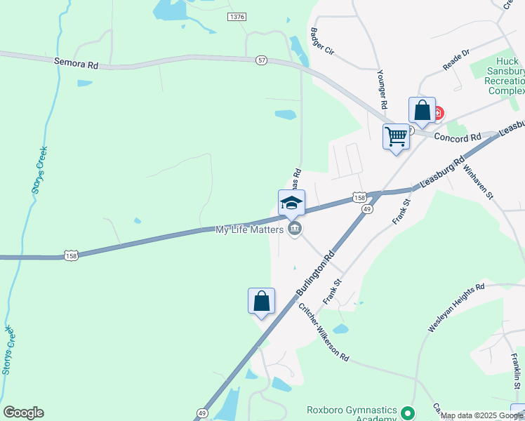 map of restaurants, bars, coffee shops, grocery stores, and more near 1284 Leasburg Rd in Roxboro