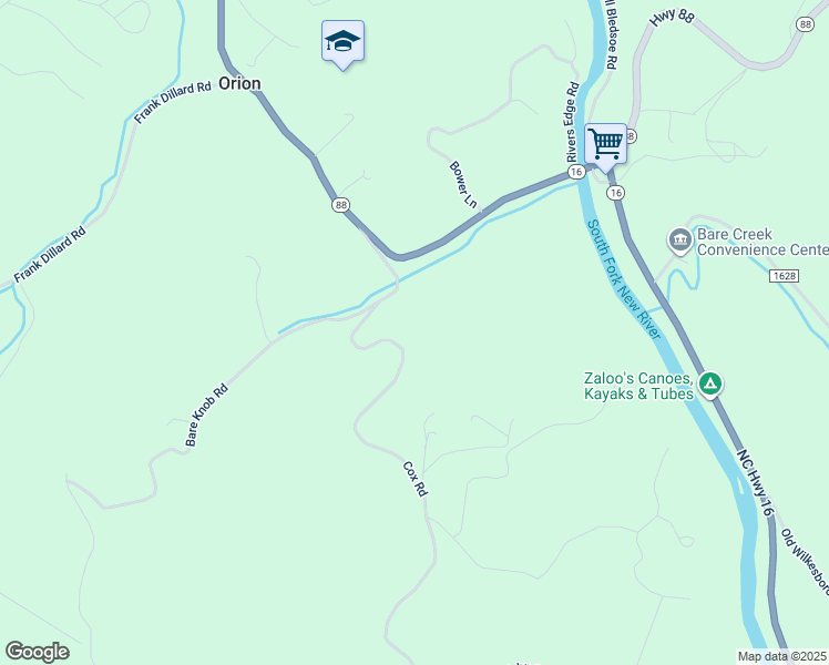 map of restaurants, bars, coffee shops, grocery stores, and more near 619 Cox Road in Jefferson